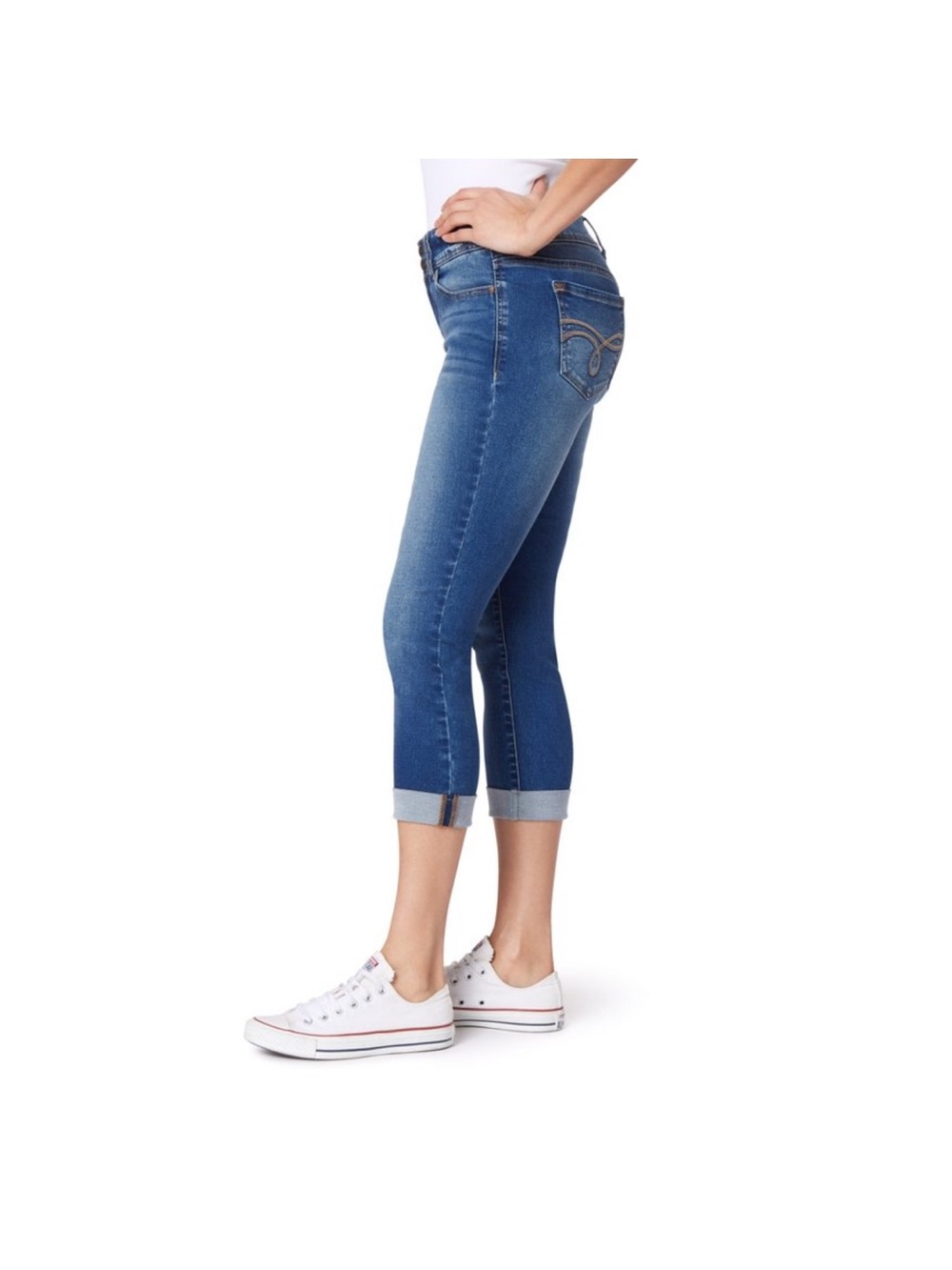Wallflower Blue Cropped Cuffed Jeans - Picture 3 of 9